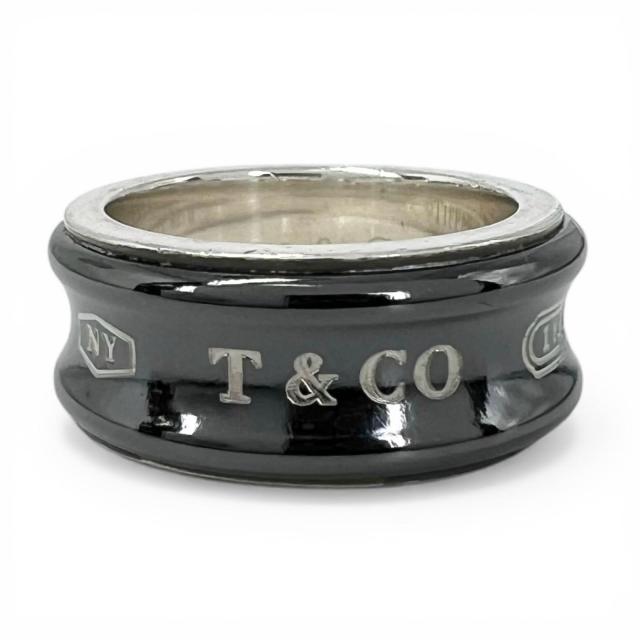 美品▲TIFFANY&amp;Co. ティファニー 1837 925 チタン ナロー リング・指輪 ブラック シルバー 8号相当 重量6.8g レディース