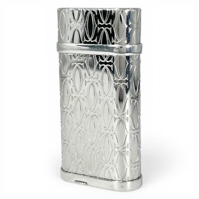 良品▲Cartier カルティエ ゴドロン ハッピーバースデー 2Cデコール ローラー式 ガス ライター シルバー ケース付き メンズ 着火確認済み