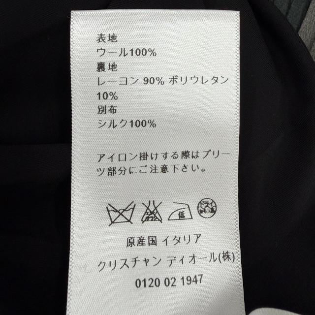 極美品△Christian Dior クリスチャンディオール 6C24641AM555 ウール100％ 総柄プリーツ切替 半袖 ニットワンピース ブラック 42 正規品_6