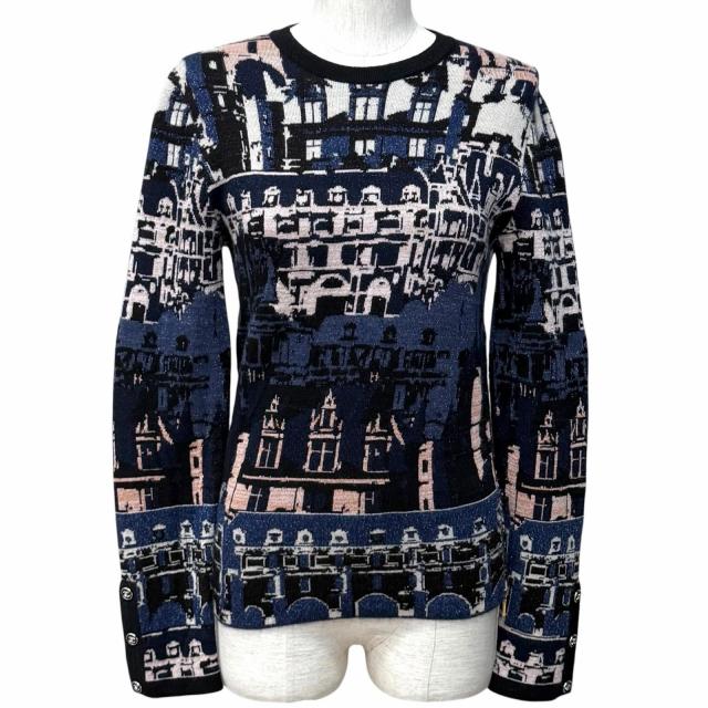 極美品★CHANEL シャネル 21A P71031 カシミヤ シルク混 総柄 ラメ サイドZIP 長袖 ニット マルチ 36 イタリア製 正規品 レディース