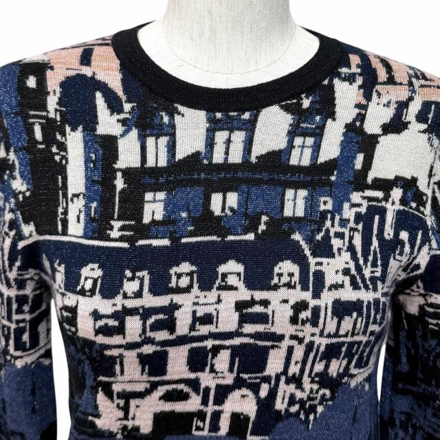 極美品★CHANEL シャネル 21A P71031 カシミヤ シルク混 総柄 ラメ サイドZIP 長袖 ニット マルチ 36 イタリア製 正規品 レディース_3