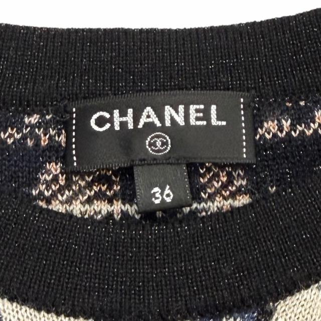極美品★CHANEL シャネル 21A P71031 カシミヤ シルク混 総柄 ラメ サイドZIP 長袖 ニット マルチ 36 イタリア製 正規品 レディース_6