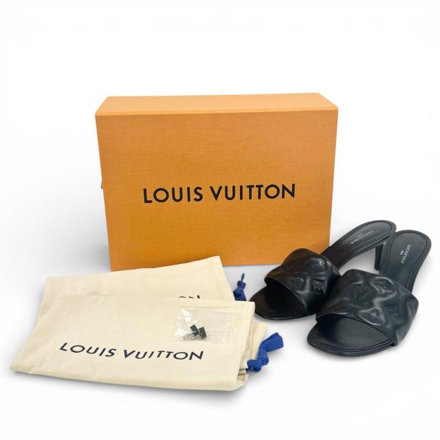 未使用品▲LOUIS VUITTON ルイヴィトン リバイバルライン モノグラム ミュール サンダル ブラック 38.5 箱・保存袋付き 伊製 レディース_1