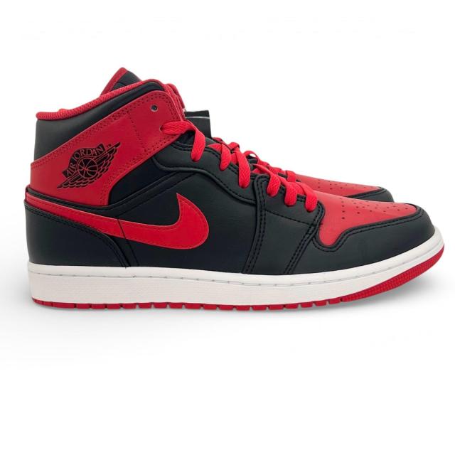 未使用品▲NIKE ナイキ DQ8426-060 AIR JORDAN 1 MID レザー ハイカットスニーカー ブラック レッド 27.5 箱付き メンズ_4