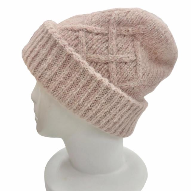 極美品◇MONCLER モンクレール 2025年製 BERRETTO TRICOT アルパカ混 ロゴワッペン シルバーラメ ニット帽 ニットキャップ ピンク 正規品_1