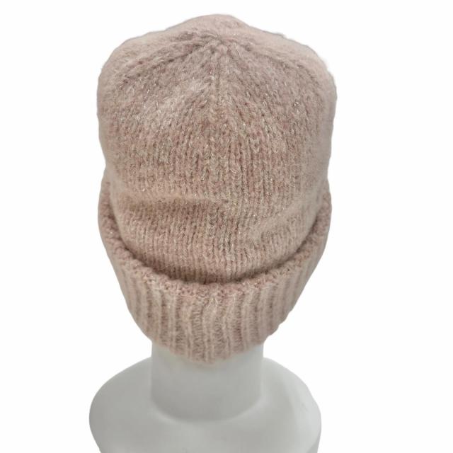 極美品◇MONCLER モンクレール 2025年製 BERRETTO TRICOT アルパカ混 ロゴワッペン シルバーラメ ニット帽 ニットキャップ ピンク 正規品_2