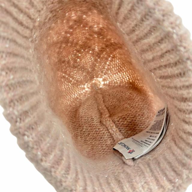 極美品◇MONCLER モンクレール 2025年製 BERRETTO TRICOT アルパカ混 ロゴワッペン シルバーラメ ニット帽 ニットキャップ ピンク 正規品_4