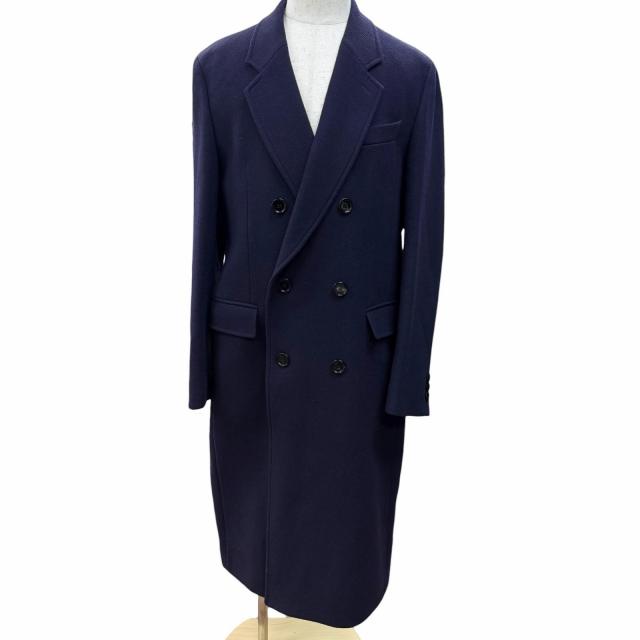美品□HUGO BOSS ヒューゴボス ダブルブレスト チェスターコート ロングコート パープル 52 正規品 メンズオススメ◎ ハンガー付き