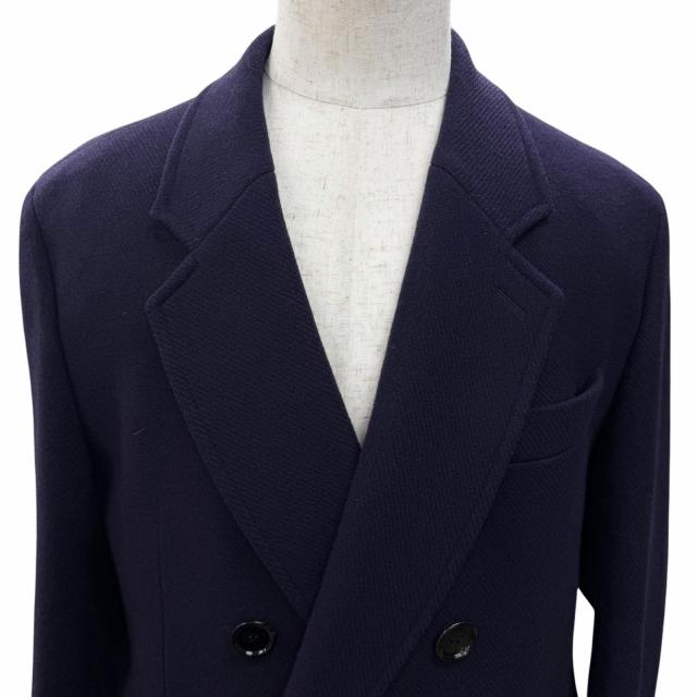 美品□HUGO BOSS ヒューゴボス ダブルブレスト チェスターコート ロングコート パープル 52 正規品 メンズオススメ◎ ハンガー付き_1