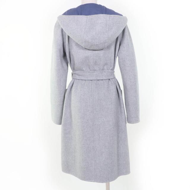 極美品☆Max Mara マックスマーラ 10110151 CUCITO A MANO アンゴラ混 白タグ リバーシブル ベルト付 コート グレー ブルー 40 正規品_4