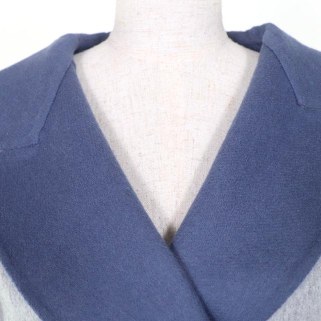 極美品☆Max Mara マックスマーラ 10110151 CUCITO A MANO アンゴラ混 白タグ リバーシブル ベルト付 コート グレー ブルー 40 正規品_6