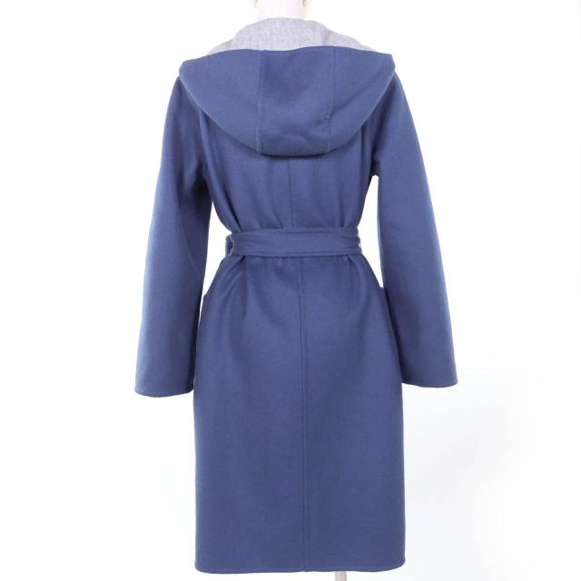 極美品☆Max Mara マックスマーラ 10110151 CUCITO A MANO アンゴラ混 白タグ リバーシブル ベルト付 コート グレー ブルー 40 正規品_5