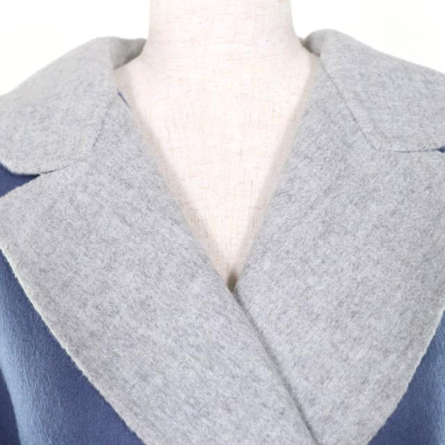 極美品☆Max Mara マックスマーラ 10110151 CUCITO A MANO アンゴラ混 白タグ リバーシブル ベルト付 コート グレー ブルー 40 正規品_7