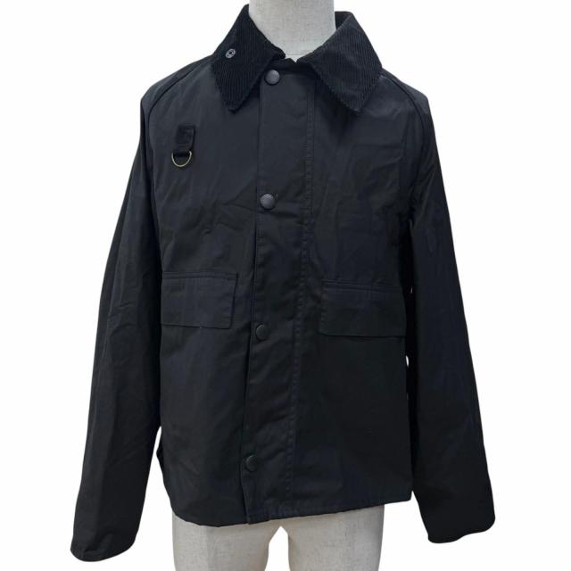 極美品□Barbour バブアー 23AW MWX1212 SPEY WAX JACKET 襟コーデュロイ オイルドジャケット ワックスジャケット ブラック L メンズ
