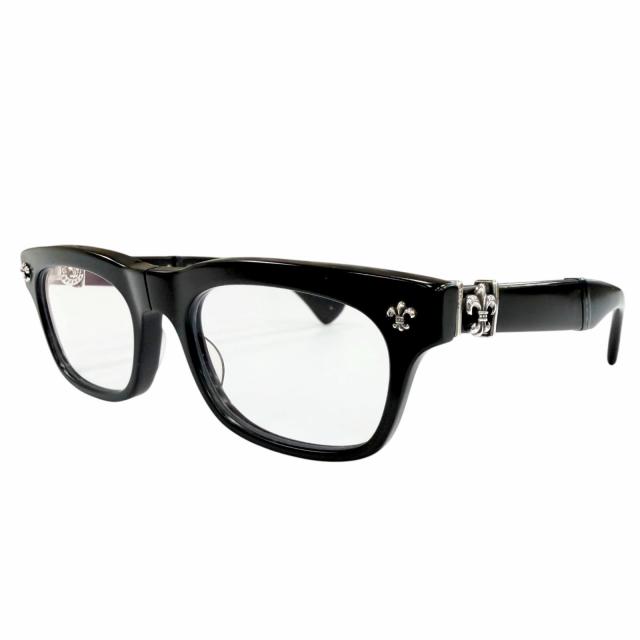美品△CHROME HEARTS クロムハーツ DROOLIN BSフレア ホースシュー 折り畳み メガネ 眼鏡 アイウェア ブラック 52□20 145 重量47.7g 69,575円