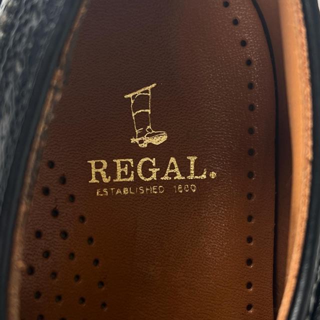 未使用品▲REGAL リーガル ウィングチップ フルブローグ レザーシューズ ドレスシューズ ブラック 24.5 日本製 メンズ_7