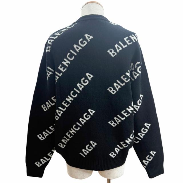 未使用品□BALENCIAGA バレンシアガ 21AW 648433 ロゴ総柄 クルーネック オールオーバーニット セーター ブラック M イタリア製 正規品_3