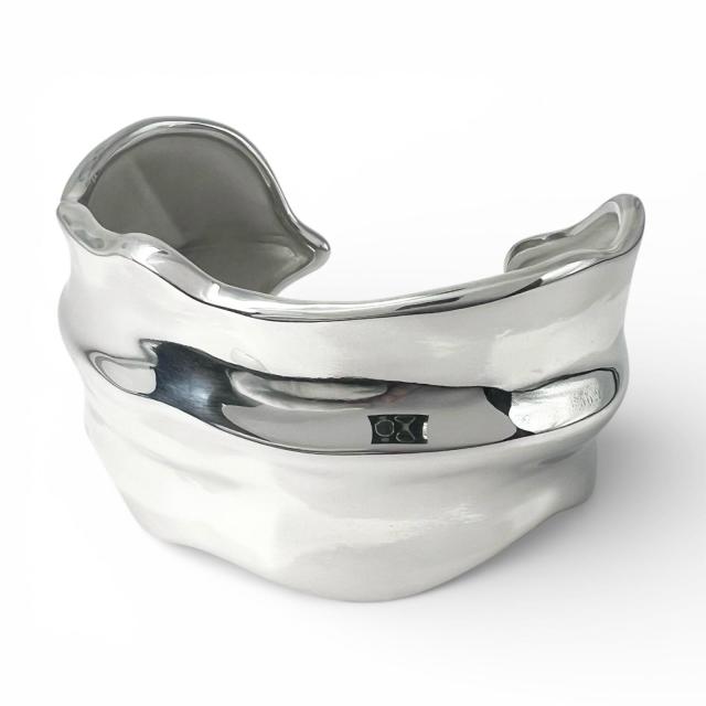 極美品▲TIFFANY&amp;Co. ティファニー ヴィンテージ 925 リーフ カフ バングル アクセサリー シルバー 箱付き 重量66.8g レディース
