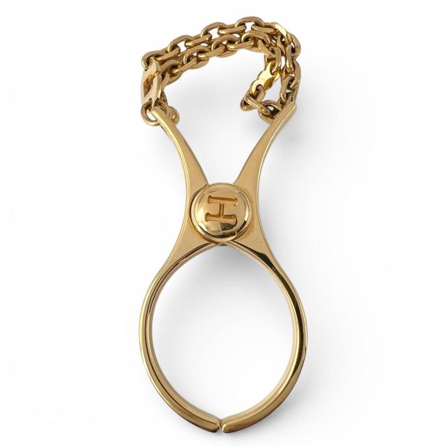 美品▲HERMES エルメス Filou フィルー Hロゴ グローブホルダー キーホルダー チャーム ゴールド レディース_1