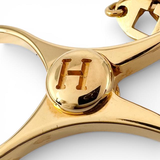 美品▲HERMES エルメス Filou フィルー Hロゴ グローブホルダー キーホルダー チャーム ゴールド レディース_4