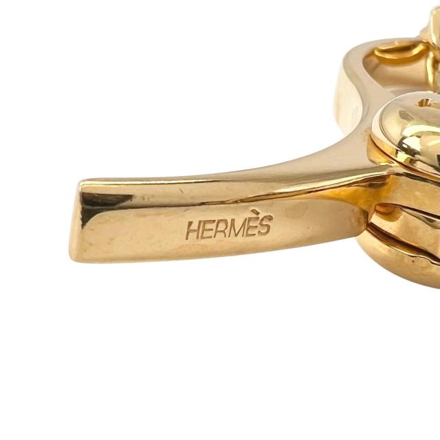美品▲HERMES エルメス Filou フィルー Hロゴ グローブホルダー キーホルダー チャーム ゴールド レディース_5