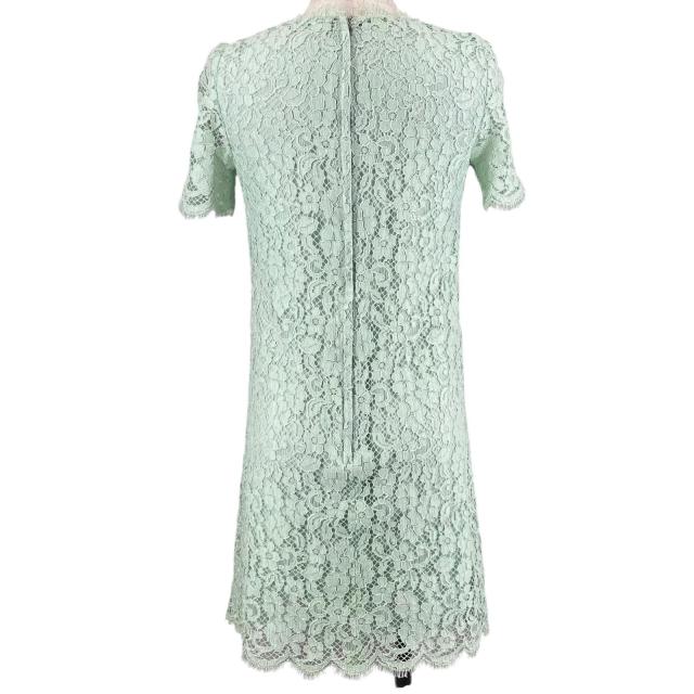 美品▲DOLCE&GABBANA ドルチェ＆ガッバーナ 総レース 花柄 半袖 ワンピース ドレス ライムグリーン 36 イタリア製 正規品 レディース_1