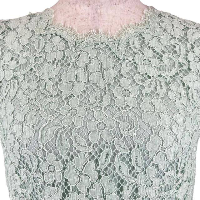 美品▲DOLCE&GABBANA ドルチェ＆ガッバーナ 総レース 花柄 半袖 ワンピース ドレス ライムグリーン 36 イタリア製 正規品 レディース_3