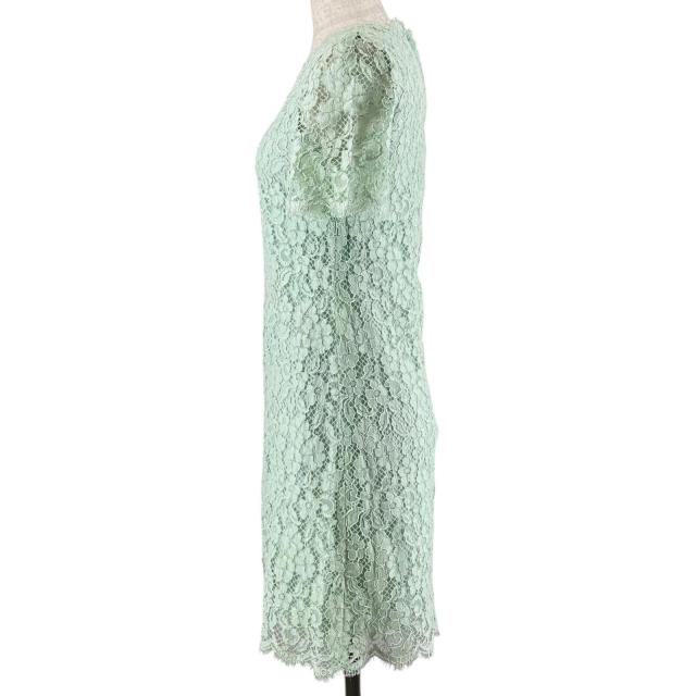美品▲DOLCE&GABBANA ドルチェ＆ガッバーナ 総レース 花柄 半袖 ワンピース ドレス ライムグリーン 36 イタリア製 正規品 レディース_4