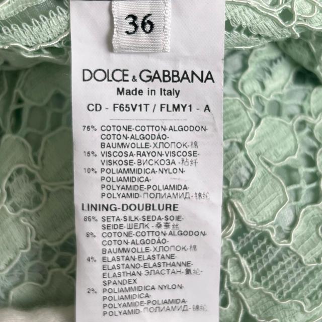 美品▲DOLCE&GABBANA ドルチェ＆ガッバーナ 総レース 花柄 半袖 ワンピース ドレス ライムグリーン 36 イタリア製 正規品 レディース_6