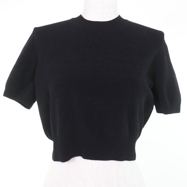 美品☆Alexander Wang アレキサンダーワン 1KC3231037 ロゴ入り ショートスリーブニット クロップド 半袖ニット ブラック S 正規品 21,978円