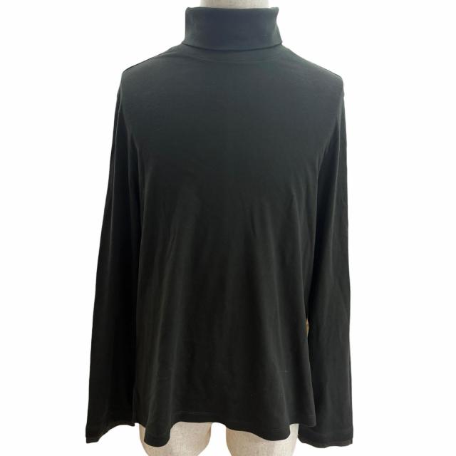 極美品□HERMES エルメス 24AW コットン100％ サドルステッチ ハイネック ロングスリーブTシャツ カットソー カーキ M イタリア製 正規品