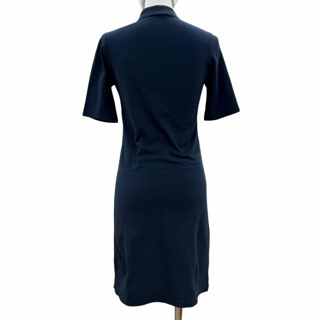美品◇PRADA プラダ 24SS 33594 コットン100％ トライアングルロゴプレート付 ピケドレス ワンピース ネイビー 36 正規品 レディース