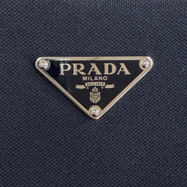 美品◇PRADA プラダ 24SS 33594 コットン100％ トライアングルロゴプレート付 ピケドレス ワンピース ネイビー 36 正規品 レディース