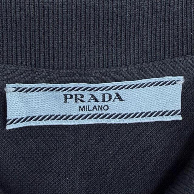 美品◇PRADA プラダ 24SS 33594 コットン100％ トライアングルロゴプレート付 ピケドレス ワンピース ネイビー 36 正規品 レディース