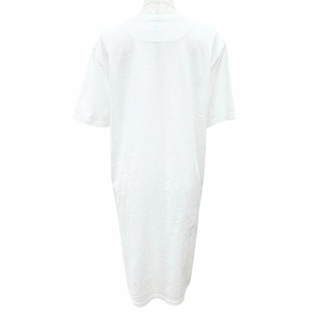 美品△HERMES エルメス 20SS コットン100％ シェーヌダンクル刺繍 クルーネック 半袖 ワンピース ホワイト 38 仏製 正規品 レディース_2
