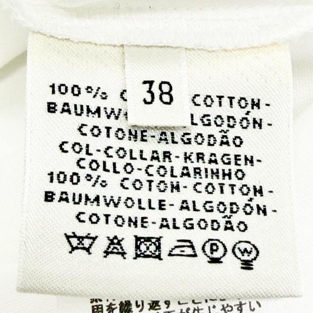美品△HERMES エルメス 20SS コットン100％ シェーヌダンクル刺繍 クルーネック 半袖 ワンピース ホワイト 38 仏製 正規品 レディース_6