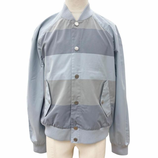 未使用品▼HERMES エルメス 2025年製 H552740HI BLOUSON BORDS-COTES CAMBRIDGE ストライプ柄 セリエボタン ブルゾン ライトブルー 50