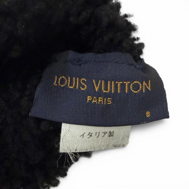 美品□LOUIS VUITTON ルイヴィトン M71848 ゴン・シャーリング ダーリン 羊革 モノグラム ムートン 手袋 ブラック 8 伊製 レディース_4