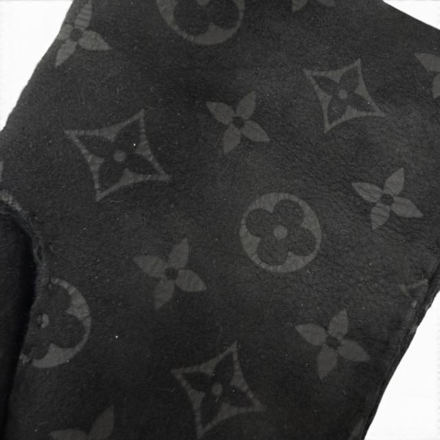 美品□LOUIS VUITTON ルイヴィトン M71848 ゴン・シャーリング ダーリン 羊革 モノグラム ムートン 手袋 ブラック 8 伊製 レディース_3