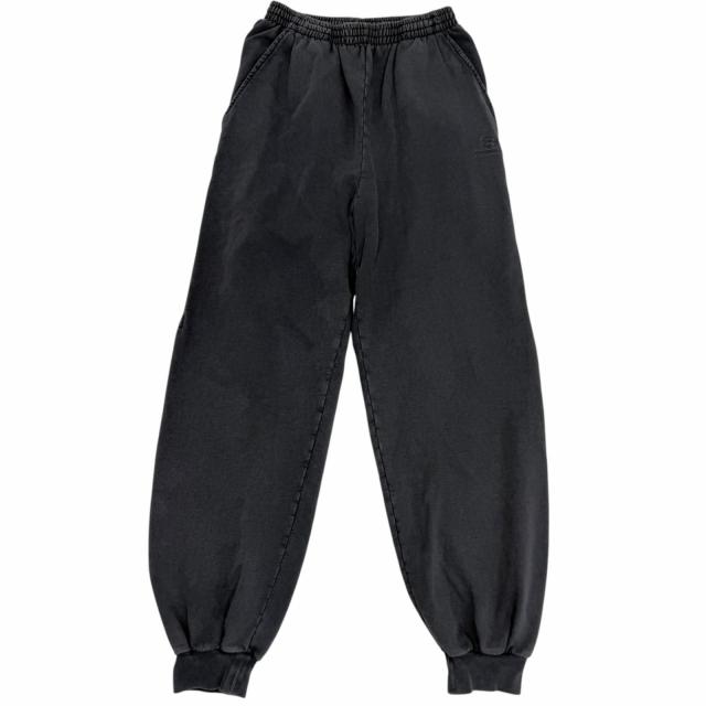 【ドンドン見直し】美品□BALENCIAGA バレンシアガ 2022年製 720502 ウォッシュ加工 ロゴ刺繍 スウェットパンツ ブラック XS 正規品