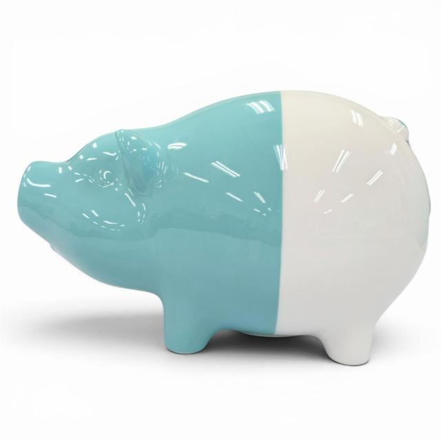 未使用品☆TIFFANY&amp;Co. ティファニー ピギーバンク 陶器 ロゴ入り 貯金箱 インテリア ブルー ホワイト イタリア製 レディース 箱付き_4