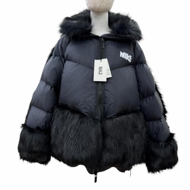 極美品☆NIKE Sacai ナイキ サカイ CT3267-010 WOMENS PARKA フェイクファー フード付 ダウンジャケット ブラック L 正規品 レディース
