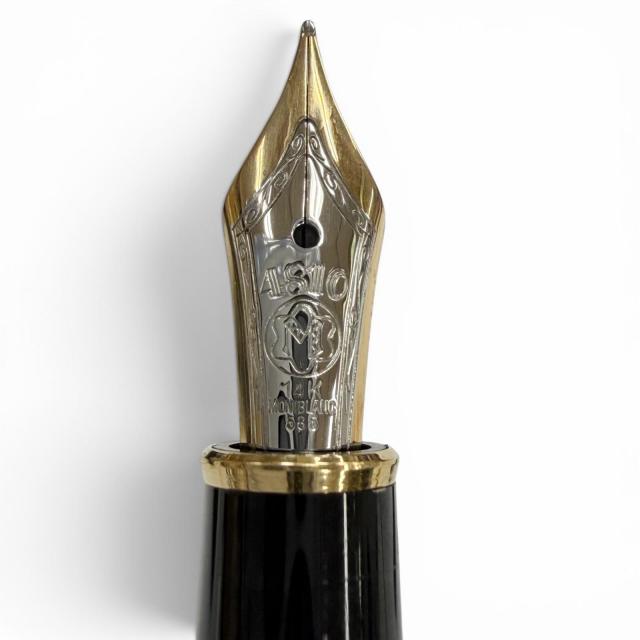 極美品▼MONTBLANC モンブラン マイスターシュテュック クラシック 145 ペン先14K Fニブ ホワイトスター 万年筆 ブラック ゴールド_5