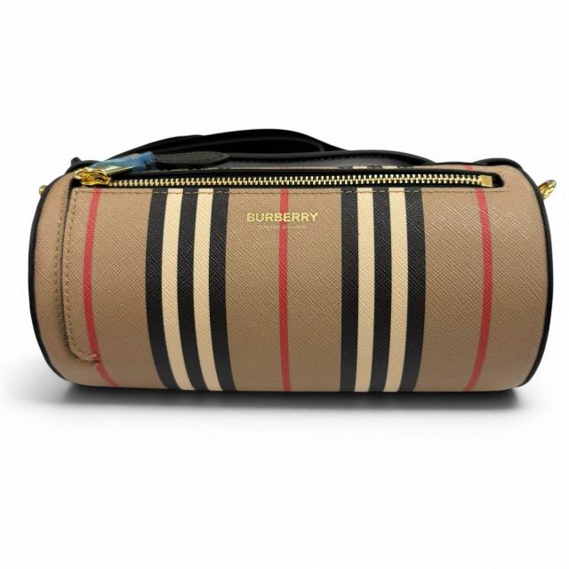 未使用品★BURBERRY バーバリー 8030456 ノバチェック柄 2way レザー バレルバッグ ショルダーバッグ ベージュ イタリア製 保存袋付き