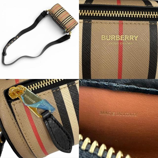 未使用品★BURBERRY バーバリー 8030456 ノバチェック柄 2way レザー バレルバッグ ショルダーバッグ ベージュ イタリア製 保存袋付き_8
