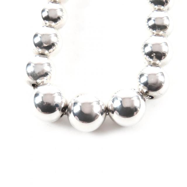 美品★TIFFANY&Co. ティファニー ハードウェア 925 グラジュエイテッド ボールネックレス シルバー 重量27.4g レディース