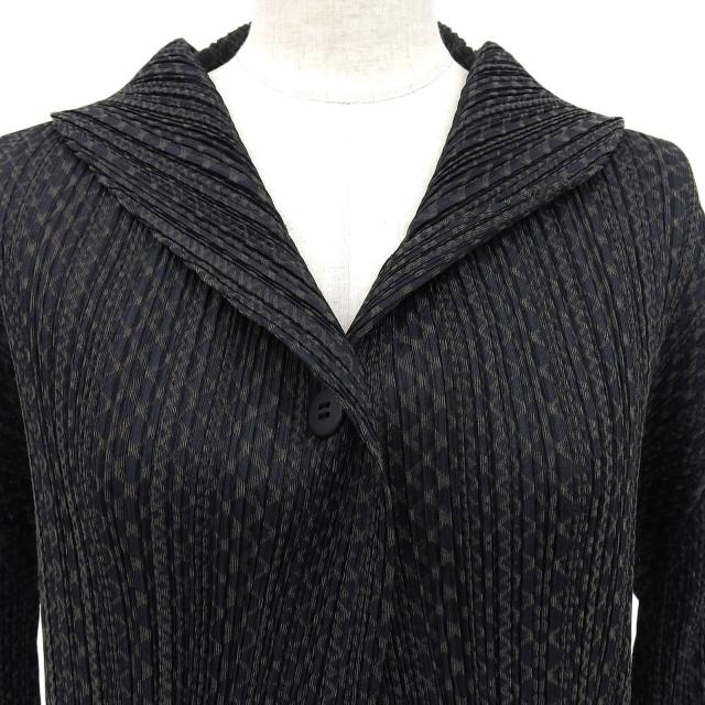 極美品▲PLEATS PLEASE プリーツプリーズ イッセイミヤケ PP33-J0703 コットン混 プリーツカーディガン 3 日本製 正規品 レディース_2