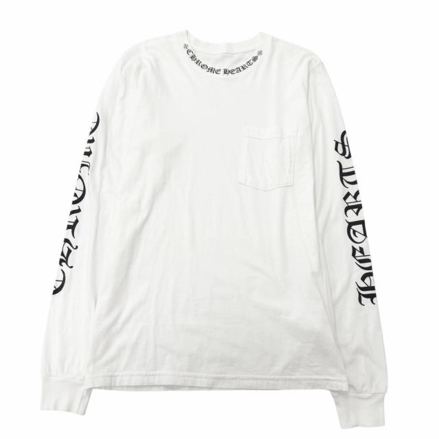 良品□CHROME HEARTS クロムハーツ コットン ロゴプリント クルー 