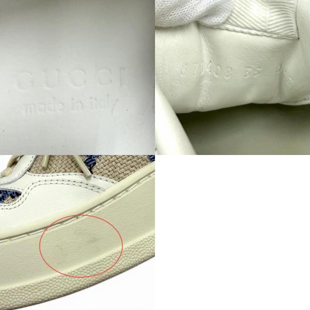 極美品★GUCCI グッチ 670408 ロゴデザイン 柄GG レースアップ レザー スニーカー マルチ 35 イタリア製 レディース 箱・保存袋付き_9