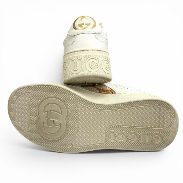 極美品★GUCCI グッチ 670408 ロゴデザイン 柄GG レースアップ レザー スニーカー マルチ 35 イタリア製 レディース 箱・保存袋付き_6